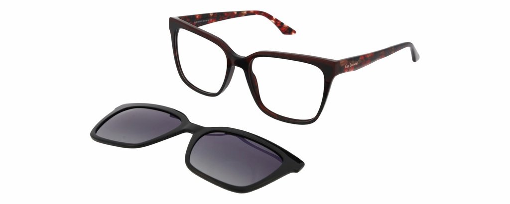 Guy Laroche GL 81063 CLIP ON — tmavě červená s vzorem
